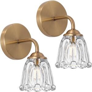 Vintage Hardwired Wall Sconce Set of 2,Small Wall Light Fixture with Clear Glass